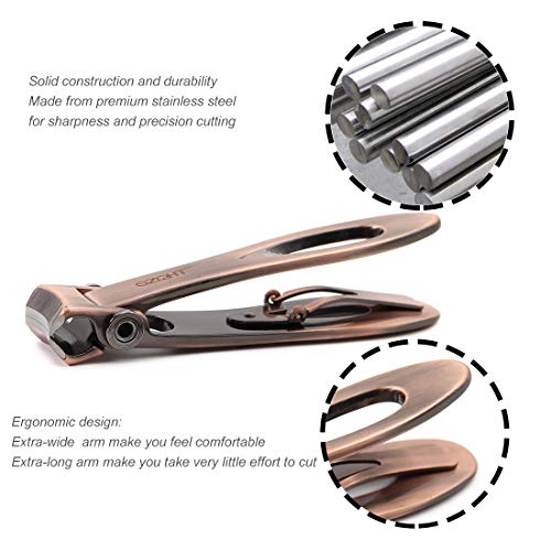 Ultra Wide Jaw Opening Nail Clippers Set, Toenail Clippers for Thick Nails, Heavy Duty Nail Cutter, Stainless Steel Toe Nail Clippers for Seniors, Men & Women Manicure,Pedicure,Big(Bronze) - color: Bronze