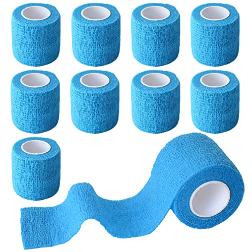 2 Inches Self Adhesive Bandage Wrap, 9 Pack, Light Blue - color: Light Blue, size: 2 Inch