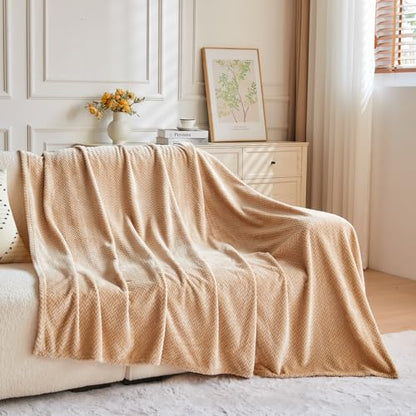 NEWCOSPLAY Fleece Leaves Pattern Twin Blanket, Brown, 60"x80" - color: Brown, size: Twin(60"x80")