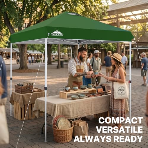 EAGLE PEAK 6.6x6.6 Pop Up Canopy Tent Easy Up Canopy Outdoor, Green - color: Green, size: 6.6x6.6