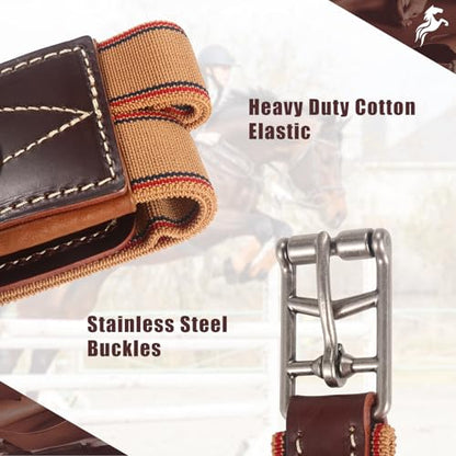 Jeereal Leather English Jumping Girth for Horse Riding,Premium Obstacle Training Girth,Heavy-Duty Equestrian Equipment - size: 48"