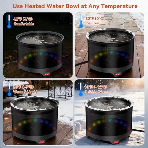 5.5L Heated Water Bowl, Winter Large Heated Dog Bowls for Outside