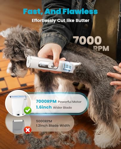 oneisall 4 in 1 Dog Grooming Kit with LCD Display (White) - color: White