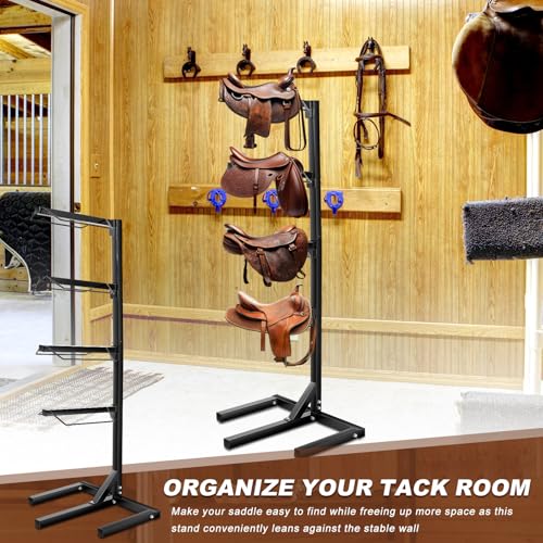 Abbylike 4 Tier Saddle Rack for Horses, 6.38 ft Heavy Duty Saddle Pad Stand Stable Blanket Tack Storage Stand for Western English Horses Pad Blanket Storage Organizer Stall Accessories - style: 4 Tier