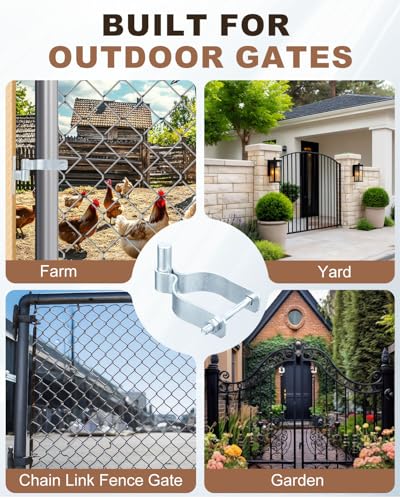 4 PCS Chain Link Fence Gate Male Hinges,Fits 2-3/8" OD Post/Pipe, 5/8" Pin
