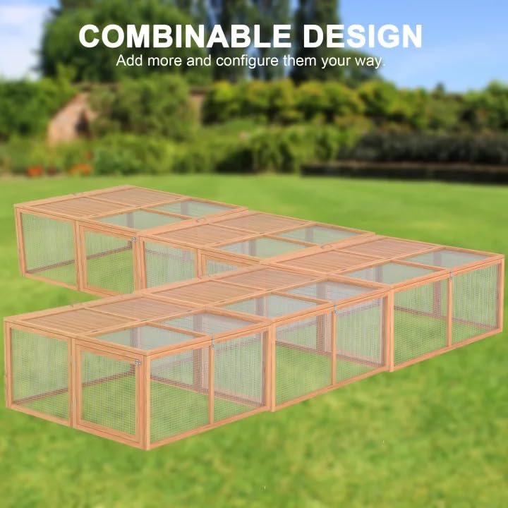 Portable Chicken Coop Run, Folding Rabbit Hutch, Logs - color: Logs