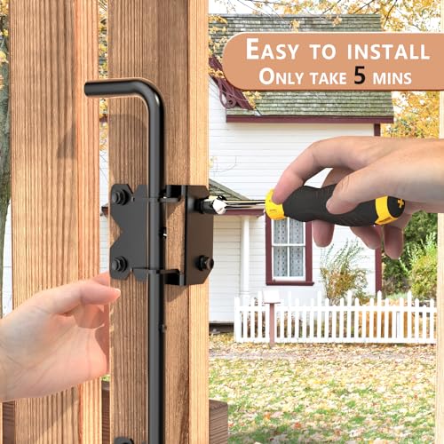 Vinyl Fence Gate Double Gate Hardware Kit Black (for Vinyl, PVC etc Fencing) Fence gate Hardware Fence Gate Kit has 4 Hinges, 1 Latch, and 1 Drop Rod(MWJ)