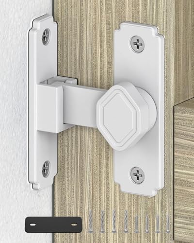 90 Degree Barn Door Lock, Rustproof Sliding Gate Latch, White 1Pc - color: White-1PC