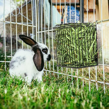 Rabbit Hay Feeder with Lid, Metal Hay Rack with Adjustable Hook - size: Square feeder