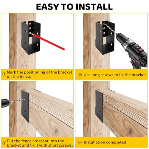 Concealed Joist Hanger Brackets,Woodwork Concealed-Flange Hanger for 2" x 4”(Actual:1.5" x 3.5“) Lumber,U-Shaped Joist Steel Bracket for Wood Fence,Porch,Swing,Handrails(12Pack)