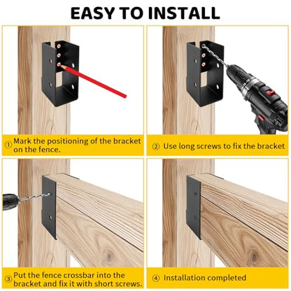 Concealed Joist Hanger Brackets,Woodwork Concealed-Flange Hanger for 2" x 4”(Actual:1.5" x 3.5“) Lumber,U-Shaped Joist Steel Bracket for Wood Fence,Porch,Swing,Handrails(12Pack)