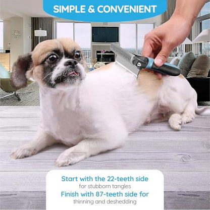 Pet Grooming Tool, 2 Sided Cat and Dog Brush for Shedding, Dual Head Comb