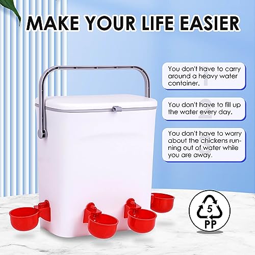 Automatic Chicken Waterer with Float Valve, Hose, and 4 Water Cups