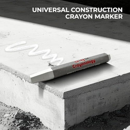 Lumber Crayons – White, Pack of 12 | Hexagonal Construction Marking Crayons for Wood, Concrete, Asphalt, Metal | Durable, Smudge-Free, Break-Resistant - color: White