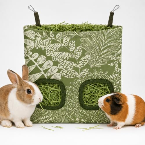 Rabbit Hay Feeder, Guinea Pig Hay Holder & Bunny Hay Feeder – Durable Hanging Hay Bag for Rabbits Chinchillas Guinea Pigs Bunnies – Chew-Resistant Hay Holder for Small Animals (Grass Green) - color: Grass Green
