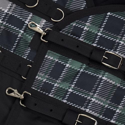 HORZE Nevada 1200D Lightweight Waterproof Horse Turnout Sheet with Fleece Lining (No Fill) - Dark Navy/Storm Green - 84 in