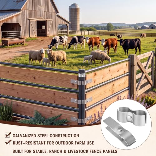 16 Pack 1-5/8" Horse Stall Panel Clamps Kit, Galvanized Steel | 12 U-type and 4 Saddle Clamps, Reduces Wobble Without Welding, 0.35 mm, Rust-resistant, for Stalls Circular Fences Kennels