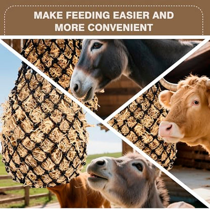 2PCS Slow Feeder Hay Nets Feed Bag for Horses, Extra Thick 40" Slow Feed Hay Net with 2" Holes Hanging Bags for Goat and Livestock Supplies (Black - color: Black |2PCS