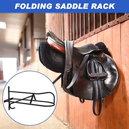 Paterr 4 Sets Saddle Rack Wall Mounted Saddle Stand, 20.3 x 11.8 x 9 Inches Black Saddle Rack Stand for Western Saddles Horses, Installing Screws Included