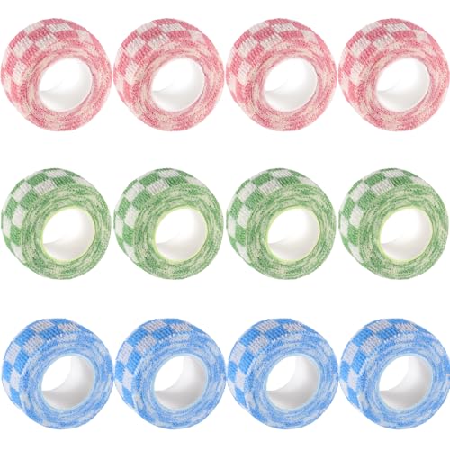 IndigoCase 12 Pack Self Adhesive Bandage Wrap 1 Inch x 5 yd Elastic Tape - color: Grid-mix, size: 1 Inch - 12 Pack