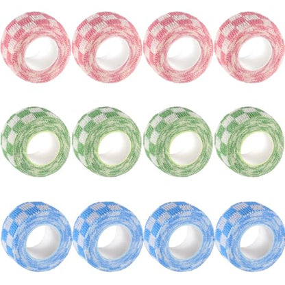 IndigoCase 12 Pack Self Adhesive Bandage Wrap 1 Inch x 5 yd Elastic Tape - color: Grid-mix, size: 1 Inch - 12 Pack