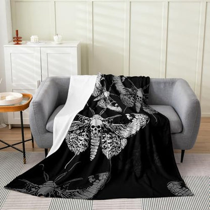 Feelyou Death Moth Gothic Throw Blanket 40" x50 All Season - color: Multi 13, size: 40"x50"