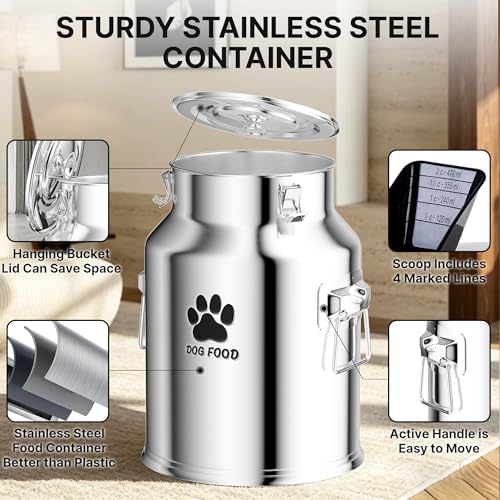 35LBS Stainless Steel Dog Food Storage Container,Large Metal Dog Food Storage Container