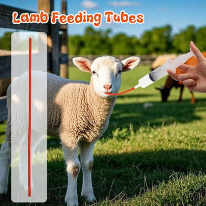 Rubber Lamb Feeding Tubes 16" x 14FR, for Goat Piglet Puppy,Red 5 Pack - color: 5 Pack, size: 14 FR