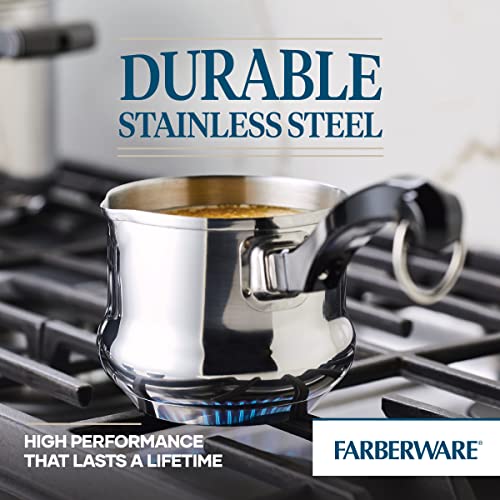 Farberware Classic Series Stainless Steel Butter Warmer Melting Pot | Easy pouring, stainless steel pot for melting butter and heating milk, small pot, spout, dishwasher safe, oven safe