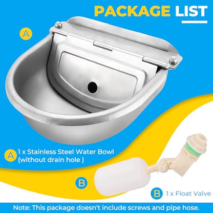 NATGAI Automatic Waterer Bowl with Float Valve, Stainless Steel