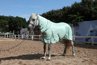Horse Fly Sheet with Removable Neck Cover & Belly Wrap, Fine Mesh - color: Green, size: 72