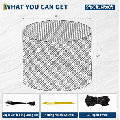 Garvee Round Bale Hay Net for Horses, Durable Knotless Nylon Slow Feeder, Reduces Hay Waste, Perfect for Livestocks, Cattle, Sheep, Promotes Healthy Digestion 6x6 Ft - size: 6x6FT