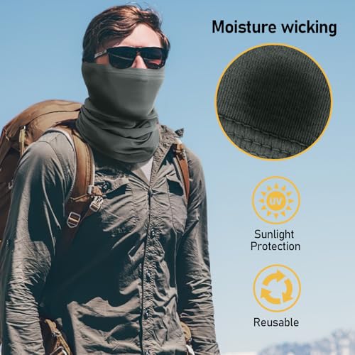 TICONN Neck Gaiter for Men Women, Cooling Bandana Face Mask Cover Gator - color: Dark Gray-2pk, style: Quick Dry