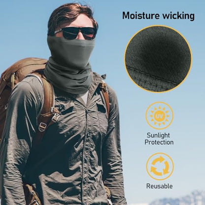 TICONN Neck Gaiter for Men Women, Cooling Bandana Face Mask Cover Gator - color: Dark Gray-2pk, style: Quick Dry