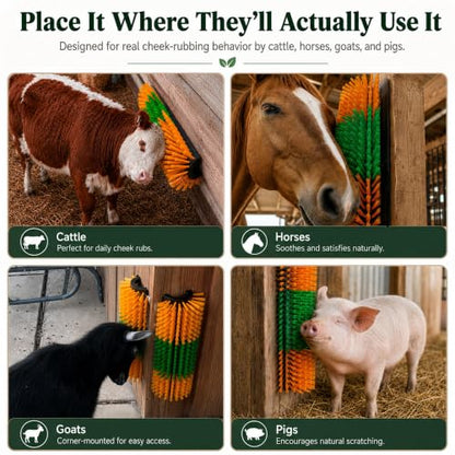 Livestock Scratching Brush 1-Pack — Cattle Horse Goat Pig Sheep Grooming Post, High-Visibility Animal Scratcher, Stress Relief Goat Toys for Summer Itch & Shedding - color: Yellow-1PCS