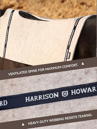 Harrison Howard Western Saddle Pad Liner, Thin Wool Felt Under Pad with Spine Cutout, Shock Absorbing Sweat Barrier - color: Light Tan, size: 32"Lx32"W-7mm Thick