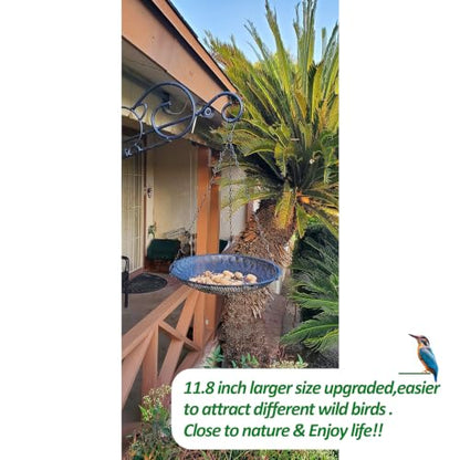 CQAIRIOU Premium Hanging Bird Feeder Tray,Size 11.8” Large Platform Bird Feeder Stainless Steel Mesh Tray,Wild Bird Feeder for Outside Hanging Seed Platform - size: 1 Set Hanging Bird Feeder Tray