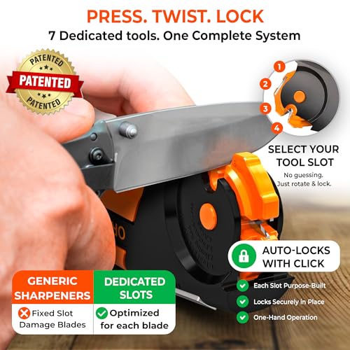 Orange Ninja 7-in-1 Garden Tool & Knife Sharpener- One Tool for Every Blade | Sharpens Axes, Hatchets, Machetes, Pruners & Shears in Minutes - Fits Your Camping Gear & Everyday Carry - Gift for Gardeners - size: Small