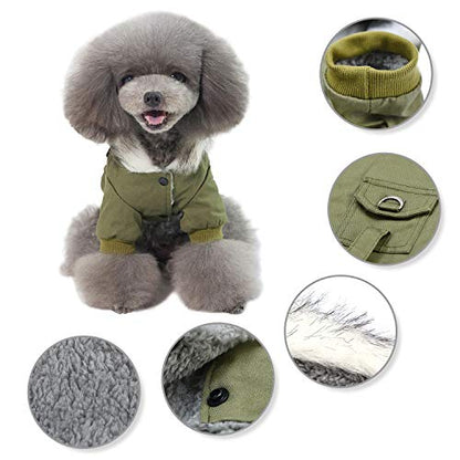 Warm Dog Hooded Trench Coat Windproof Parka Jacket for Cold Weather (S, Green) - color: Green, size: Small ( Chest Girth : 12 in )