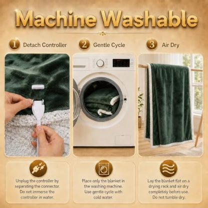 Heated Blanket Electric Blanket Full Size 72''x84'' with 5 Heat Settings, 10 Hour Auto Off, Machine Washable, Flannel & Sherpa Soft Warming Blanket for Couch, Bed, Office - Grass Green - color: 04-grass Green, size: 72''x84''(Full)