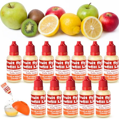 Qualirey 12 Pack Fruit Fly Trap Refill Liquid, 0.68oz/ Bottle (Red)