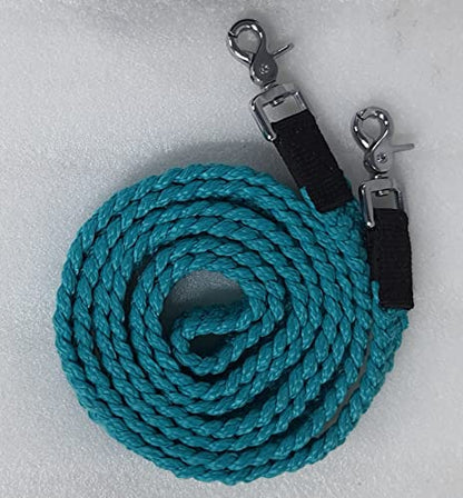 8' Braided Cotton Rein for Horse Headstall with Snaps Soft and Durable Reins - style: Turquoise