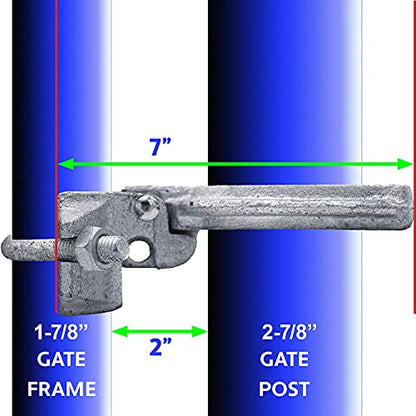 1-7/8" x 2-7/8" (3") Chain Link Fence Gate Fork Latch - Commercial Heavy Duty - Malleable - Galvanized Gate Latch with Hole for Padlock - size: 1-7/8" x 2-7/8"