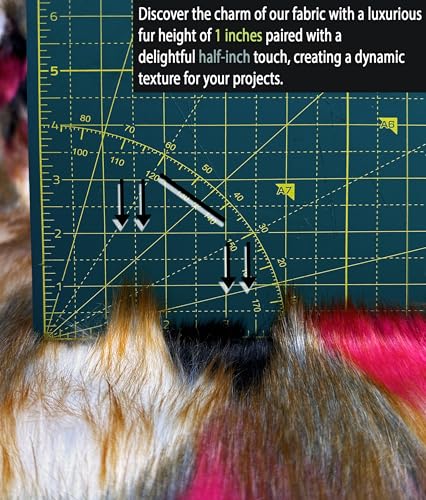 Faux Fur Fabric Long Pile Tribal Patchwork 58" W/Sold by Continuous Yard/Multicolor Fashion Fur Soft Sewing Blend Plush Craft Costume Paws Animal Fur Suit Fursonas Cosplay Coats (Pink White Black) - color: Multi-color (Pink White Black)