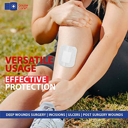 GauzeCare Island Dressing 6x6 (inch) 25 Pcs| Individually Packed Sterile Bordered Dressing | 4x4 Non-Stick Pad in Center with Acrylic Adhesive Borders| Water-Resistant Adhesive Pads for Wound Care - size: 6x6 Inch - 25 Dressings