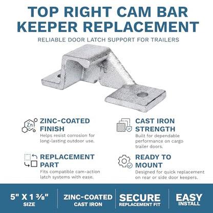 Trailer Door Keeper Replacement Part MOUNT BRACKET Steel Silver Wall Mount 383200, PLR158