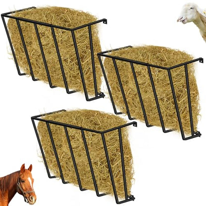 Zonon 3 Pcs Wall Mount Hay Rack for Goats Sheep Horses 22 Gallon Detachable Heavy Duty Hay Feeder 23.62 x 22.76 x 11.81 Inch Metal Livestock Hanging Feeder for Indoor Outdoor Farm
