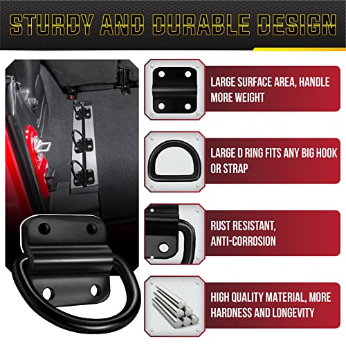 PAMAZY 4PCS 3500lbs Heavy-Duty Steel D-Rings Tie-Down Anchors Ultra-Durable - style: 4PCS
