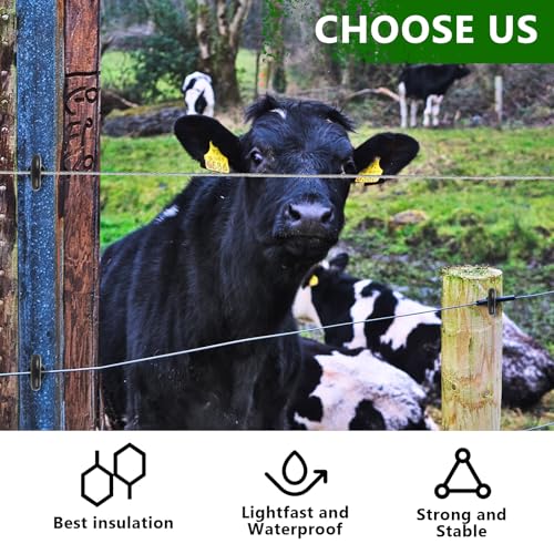 25 Pcs Electric Fence Wire Insulator Stand Off Screw in Insulator Black Fence Post Insulator Long Arm Wood Post Insulator for Tape Rope Electric Wire Animal Agricultural Garden Fence