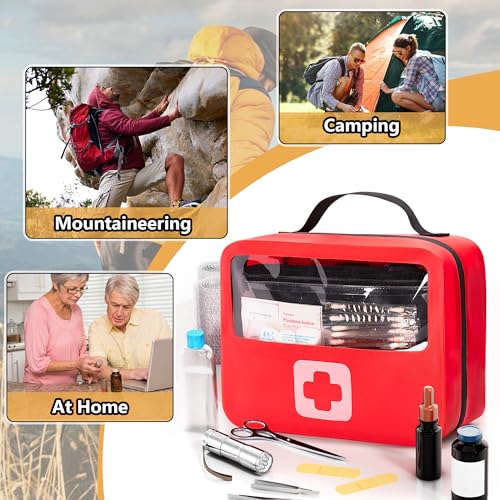 Marscamd Waterproof Empty First Aid Bag with a Detachable Panel - color: Red